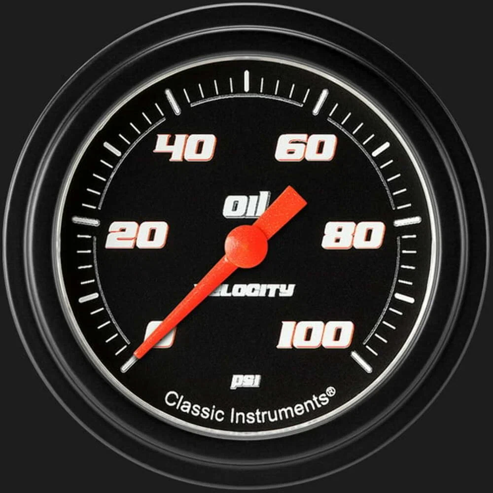 Velocity Black 2 5_8_ Oil Pressure Gauge VS381BBLF